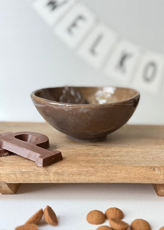 Handgemaakt Keramisch Schaaltje amber bruin - Verwisselbare Hanger